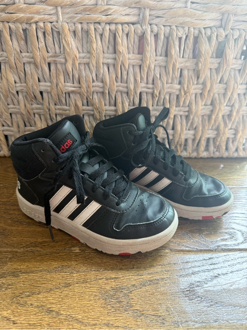 adidas Black and White Kids High-Top Sneakers